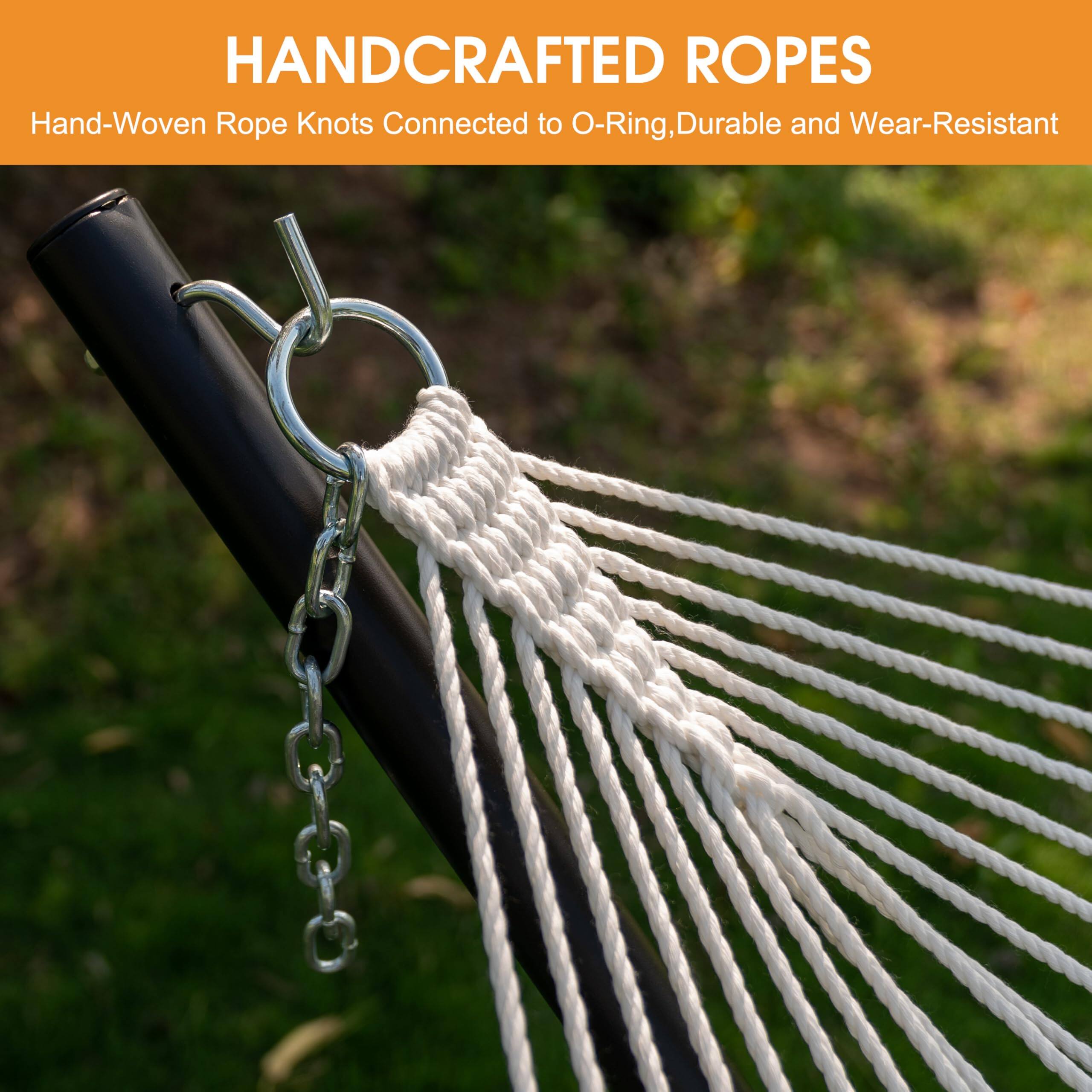 HANDCRAFTED ROPES  
Hand-Woven Rope Knots Connected to O-Ring, Durable and Wear-Resistant