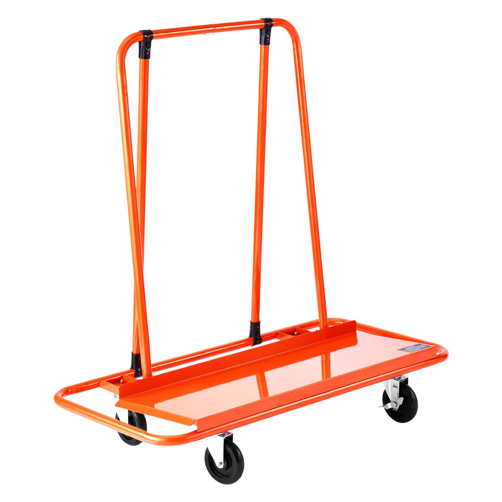 Back. LOVMOR - 1800-Lb Drywall Panel Dolly with Tie-Down Strap and 4 Swivel Casters for Plywood and Glass - Orange.