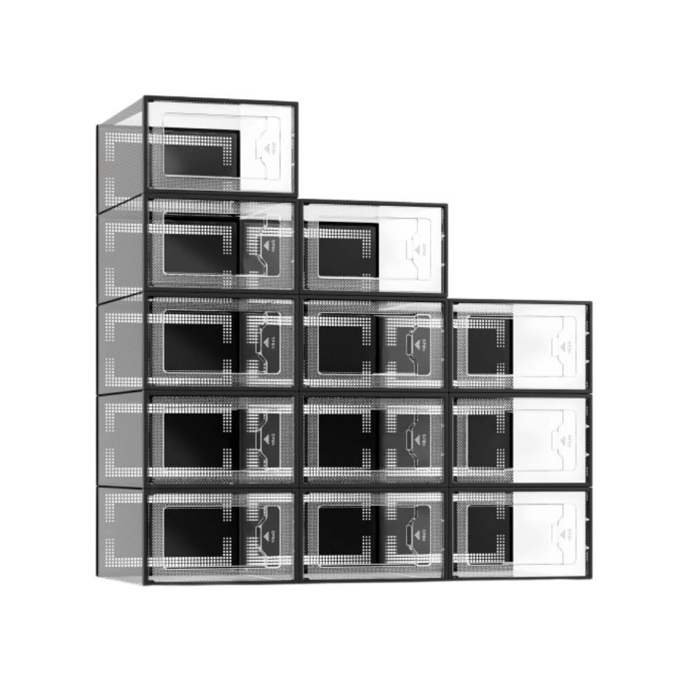 Front. Mullets Homeiances - Clear Stackable Plastic Shoe Organizer - Clear.