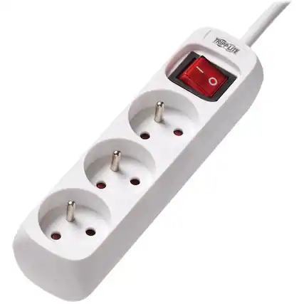 Front. Tripp Lite - Tripp Lite by Eaton 3-Outlet Power Strip - French Type E Outlets 220-250V AC 16A 1.5 m Cord Type E Plug White - French - White.