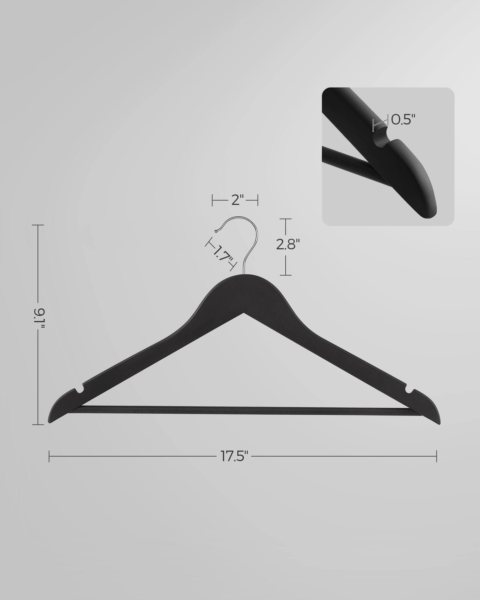 0.5" 9.1" 2" T 2 2.8" H1.7 I 17.5"
