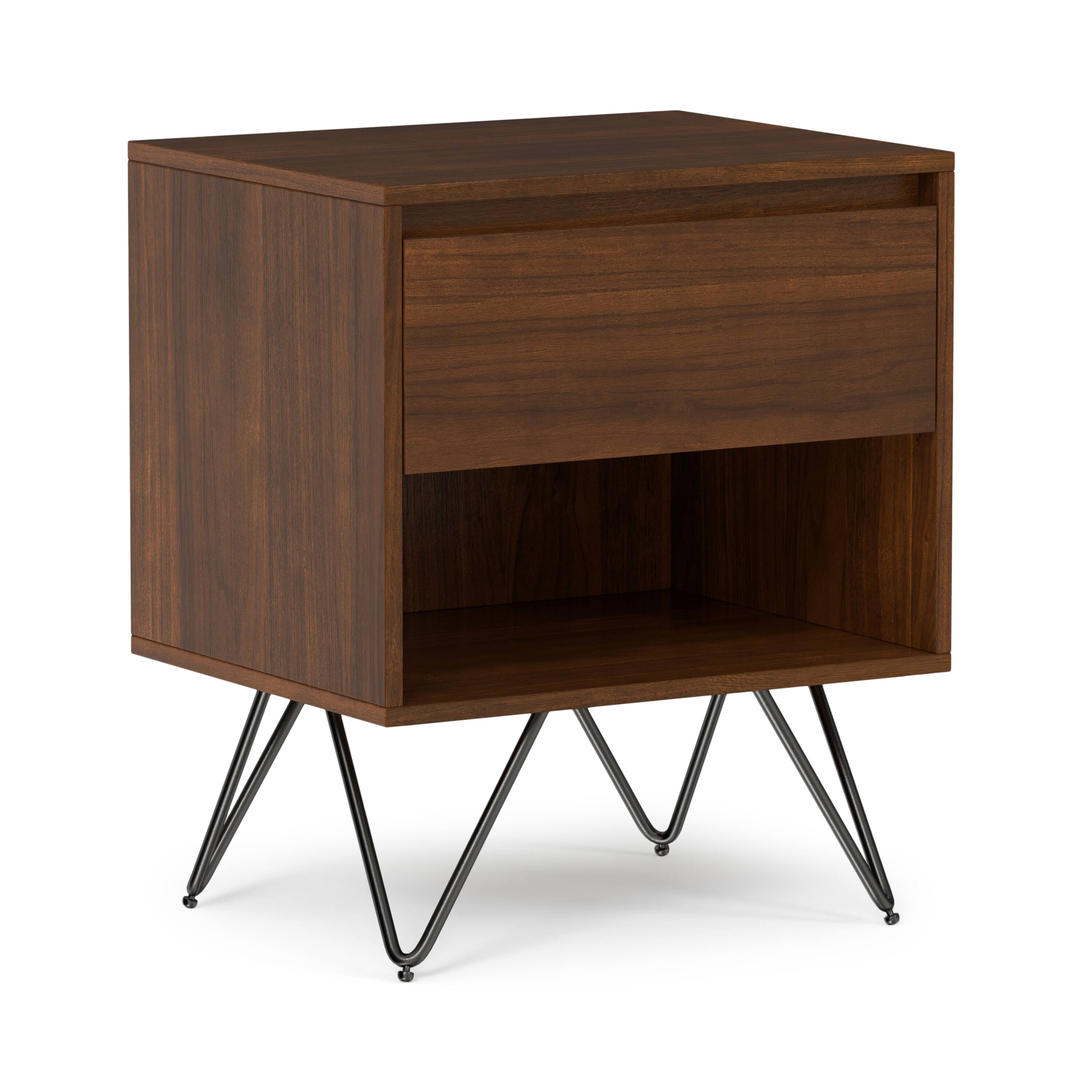 Front. Simpli Home - Simpli Home Hunter 20 inch Wide Nightstand in Walnut Veneer - Walnut.