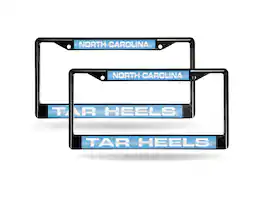 Rico Industries - North Carolina Tar Heels UNC Black Chrome Laser License Plate Frame - Set of 2 Frames - Multi