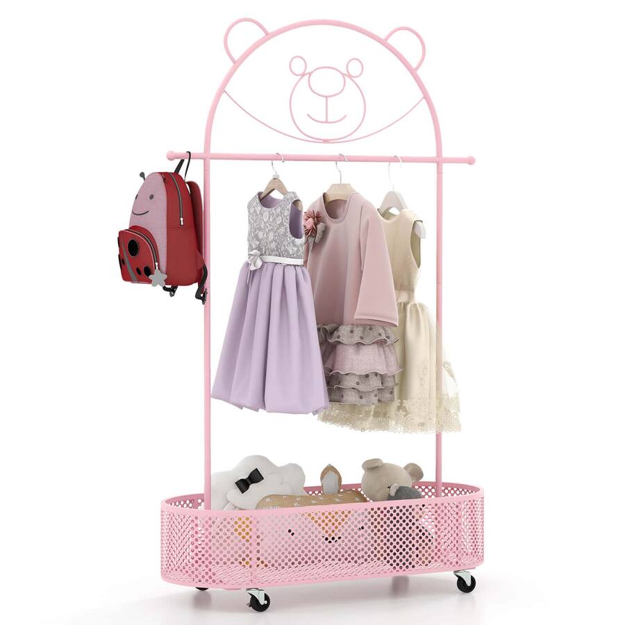 Costway Kid Clothes Rack with 3 Adjustable Heights Home Freestanding ...