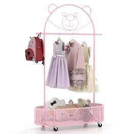 Costway - Kid Clothes Rack with 3 Adjustable Heights Home Freestanding Clothes Rack - Pink