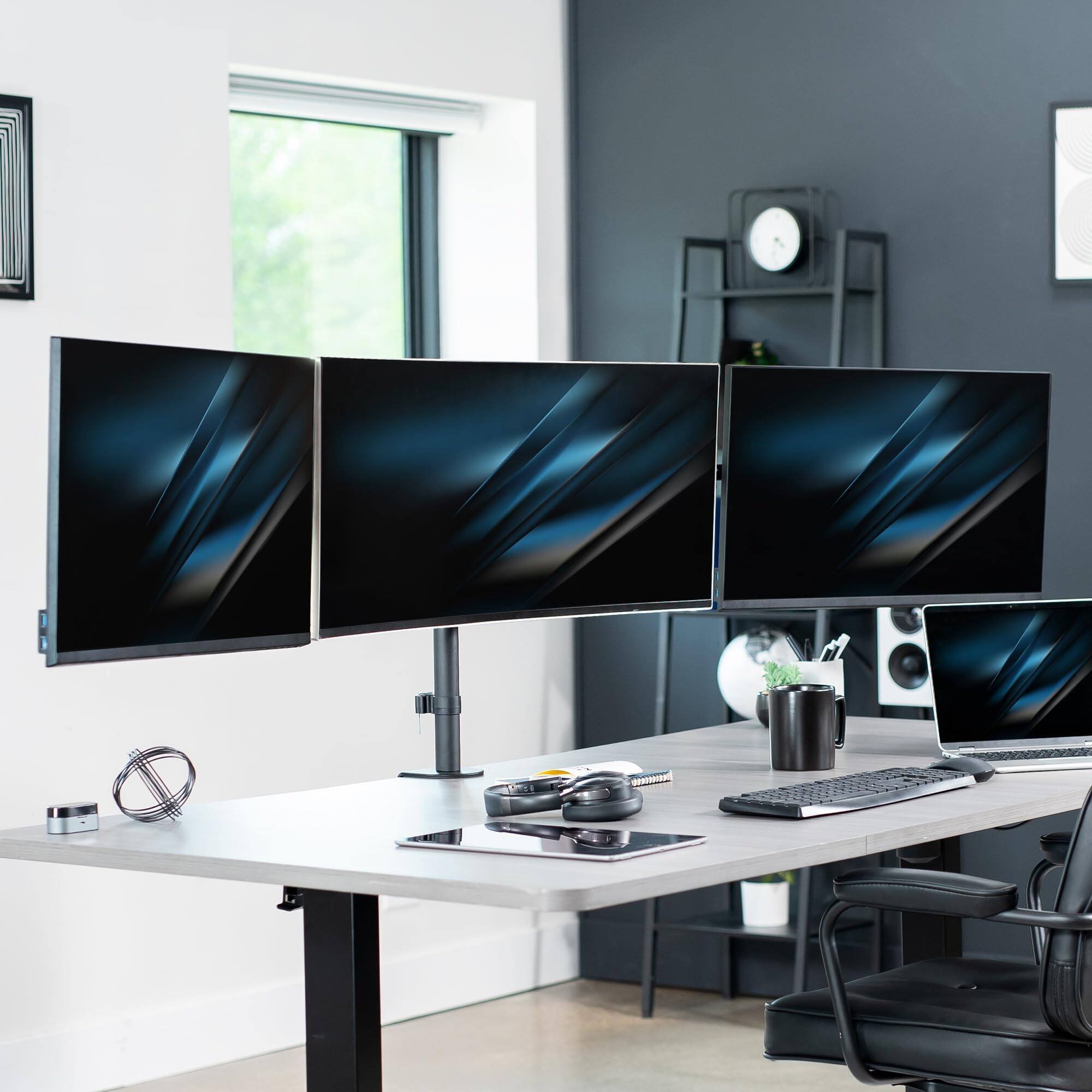 Cedar Assembly Triple Monitor Desk Mount For 3 Screens Up To s Fits ...