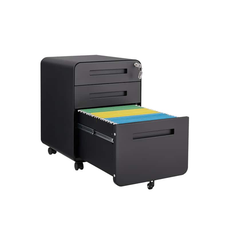 HTUTWOO - 3 Drawer Mobile File Cabinet Under Desk - Simple Style Versatile Storage Cabinet for Legal, Letter, A4 Files, 5 Wheel - Black