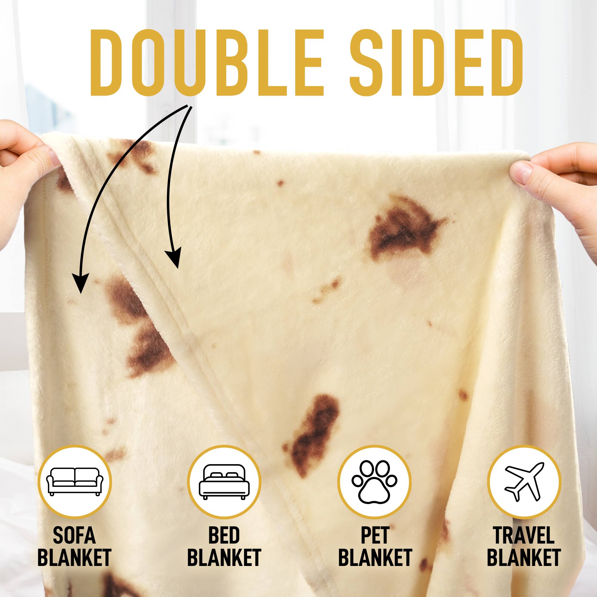 DOUBLE SIDED

SOFA BLANKET  
BED BLANKET  
PET BLANKET  
TRAVEL BLANKET