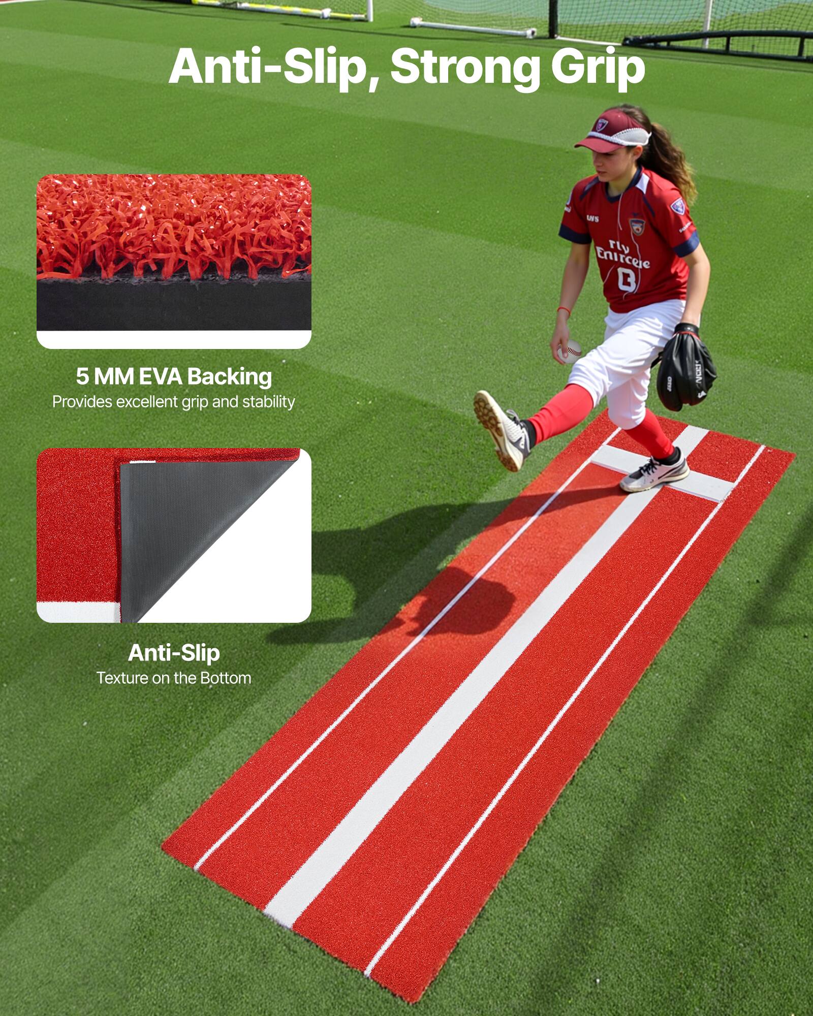 Anti-Slip, Strong Grip

5 MM EVA Backing
Provides excellent grip and stability

Anti-Slip
Texture on the Bottom