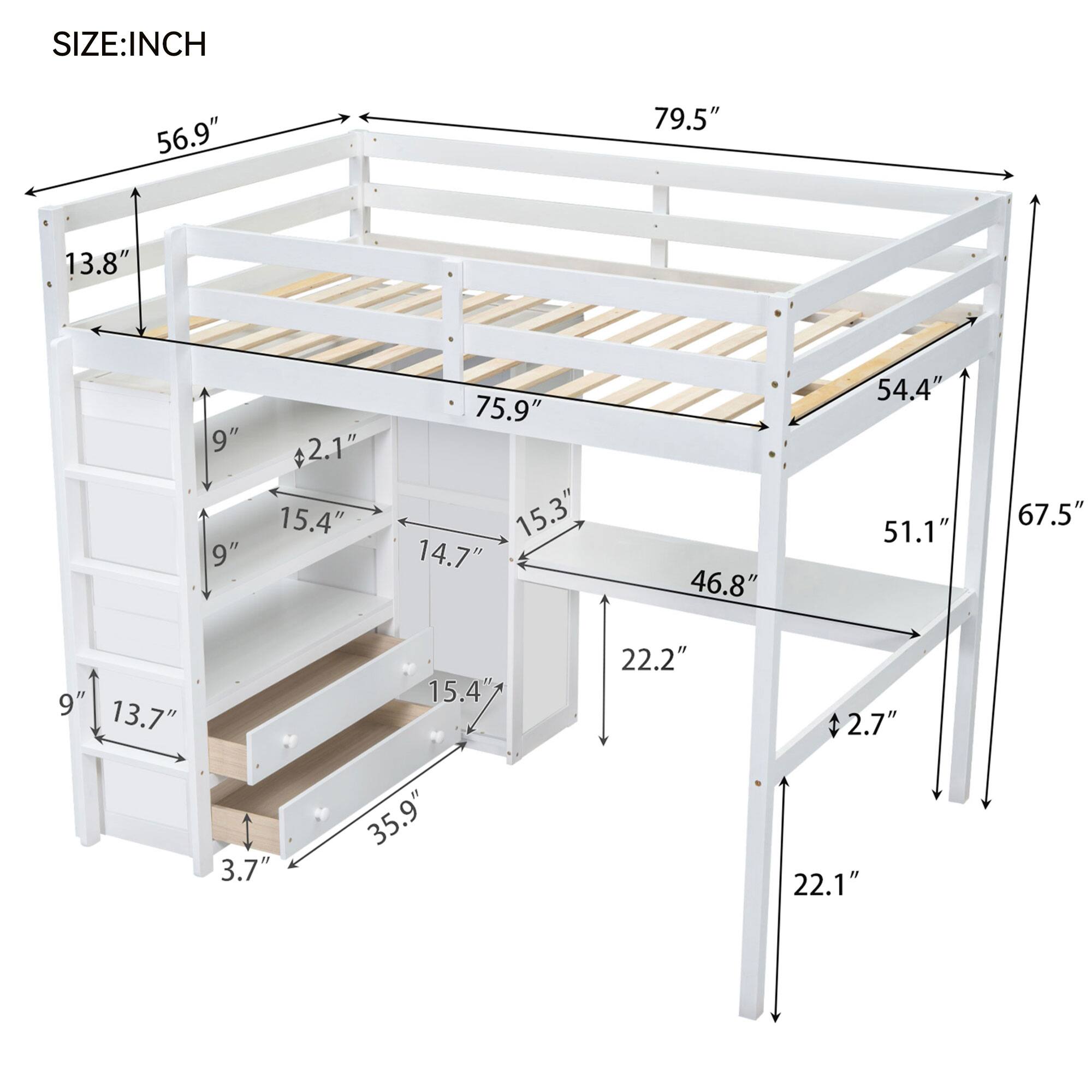 SIZE: INCH  
56.9" 79.5" 13.8" 9" 9" 2.1" 15.4" 75.9" 15.3" 14.7" 46.8" 54.4" 51.1" 67.5" 9" 13.7" 15.4" 22.2" 2.7" 3.7" 35.9" 22.1"