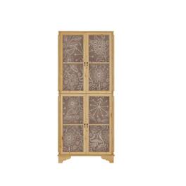 Famapy - Christmas - Style Glass Door Cabinet with Push - to - Open Feature - Decorative Display & Storage - Wooden