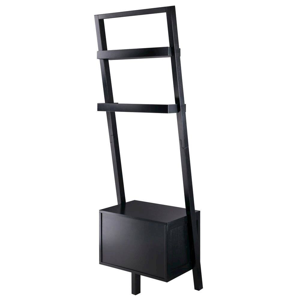 Left. FurniFact - Black Leaning Shelf - Black.