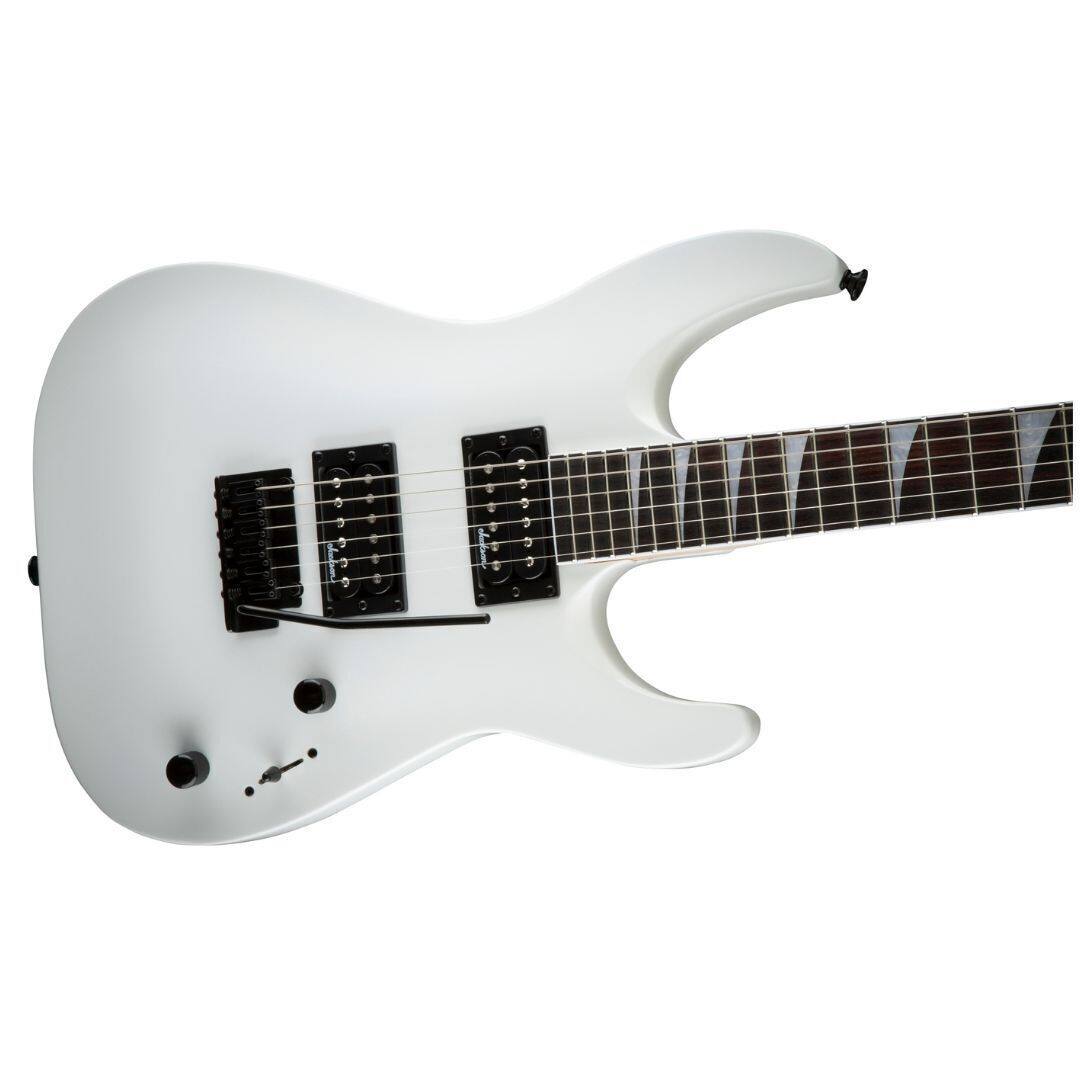 Left. Jackson - Jackson JS Series Dinky Arch Top JS22 DKA, Snow White Electric Guitar.
