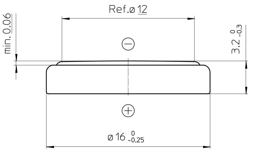 min. 0.06  
Ref. Ø 12  
0 -0,3 3,2 + 0 0  
Ø 16 -0,25