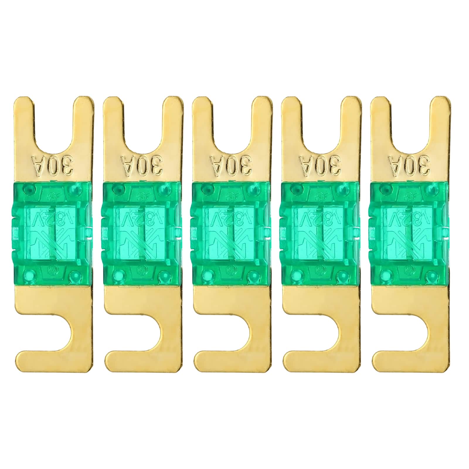 Unique Bargains - 5pcs 30A 32V Mini ANL Fuse Blade Type for Automotive Marine Audio Video System Electrical Protection - Green