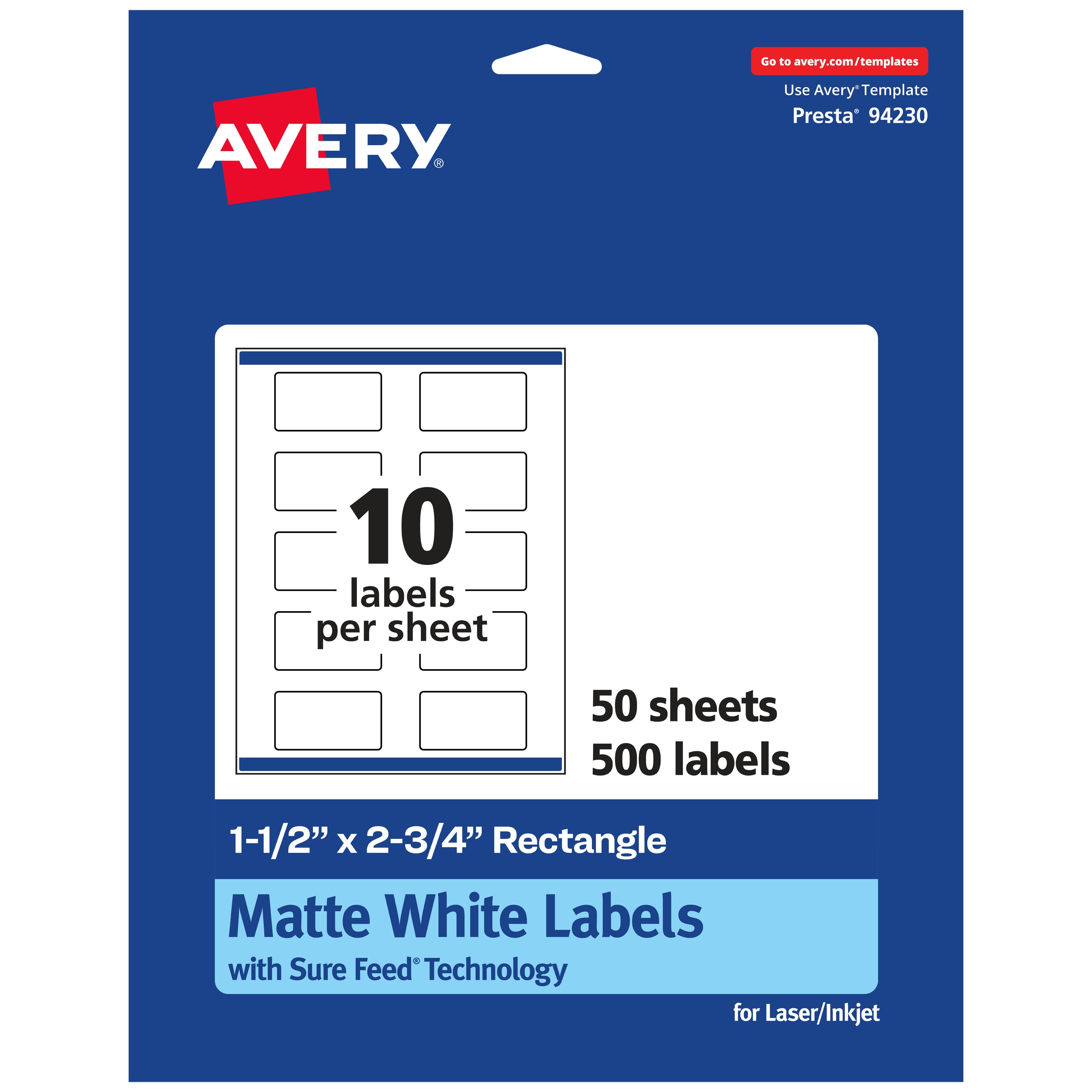 "Avery - Matte Rectangle Labels, 1.5"" x 2.75"", 500 Labels - White" price history on PriceWatchPro