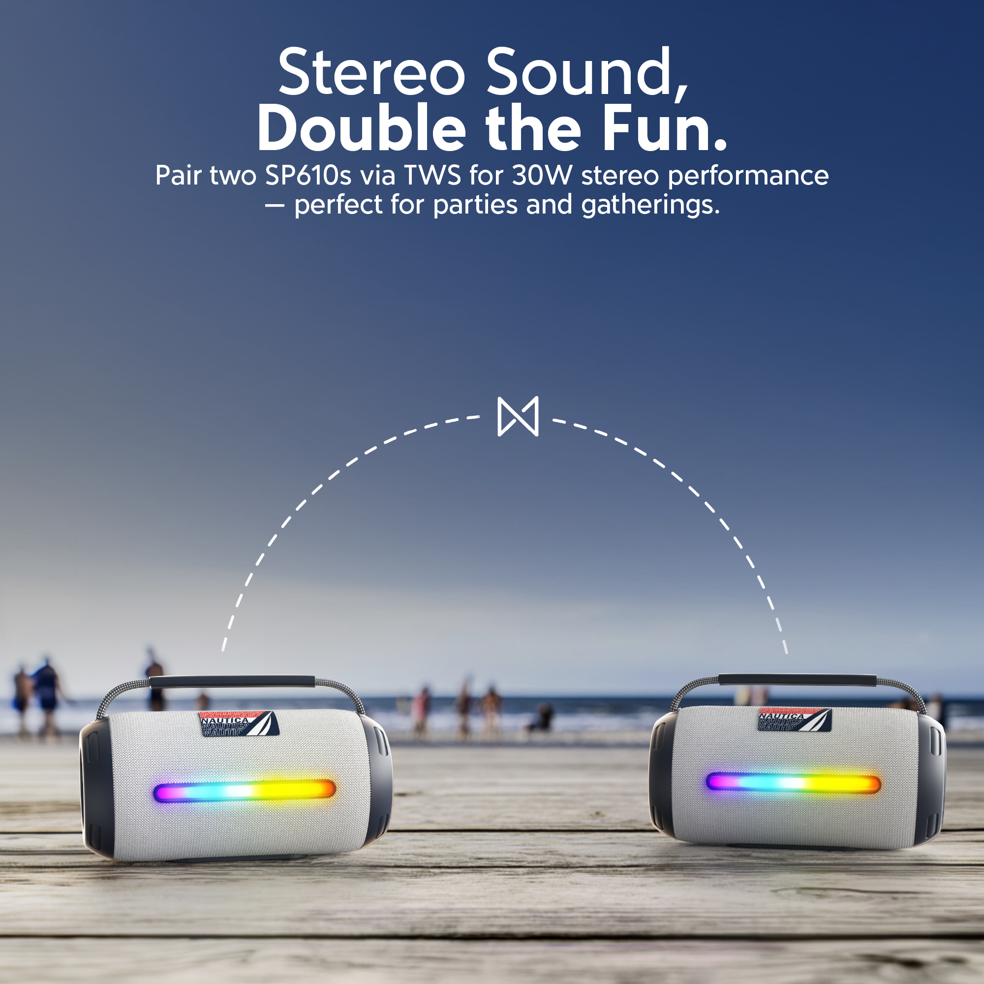 Stereo Sound, Double the Fun.

Pair two SP610s via TWS for 30W stereo performance - perfect for parties and gatherings.