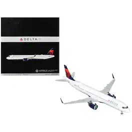 Airbus A321neo Commercial Aircraft "Delta Air Lines" White with Blue and Red Tail 1/200 Model Airplane by GeminiJets