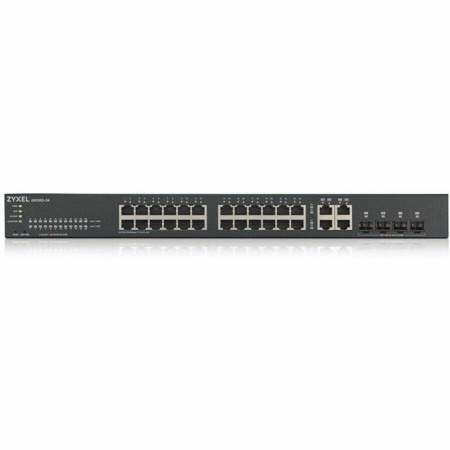 ZYXEL GS1920-24

GS1920-24

24-Port Gigabit Ethernet Switch

Features:
- 24 x 10/100/1000BASE-T RJ45 ports
- 2 x SFP ports
- 2 x USB 2.0 ports
- 1 x Console port
- 1 x Power port

Specifications:
- Power Consumption: 15W
- Dimensions: 442 x 140 x 44mm
- Weight: 1.2kg

Compliance:
- RoHS compliant
- CE, FCC, IC, VCCI, C-Tick, and other regional certifications

For more information, visit ZYXEL's website or contact their support.
