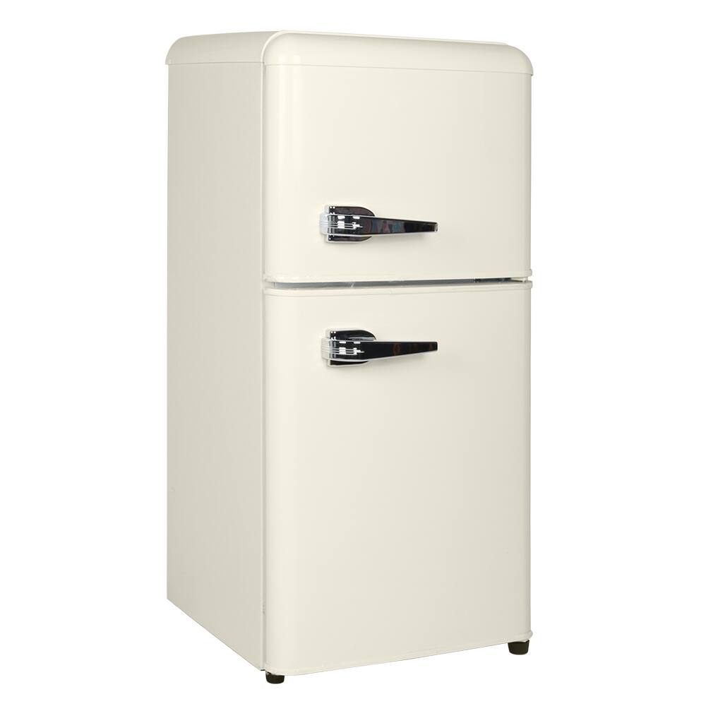 Alt View 1. Loheer - Retro 2.8 Cu. Ft. 2-Door Mini Fridge with Separate Freezer & LED Light - CREAM.