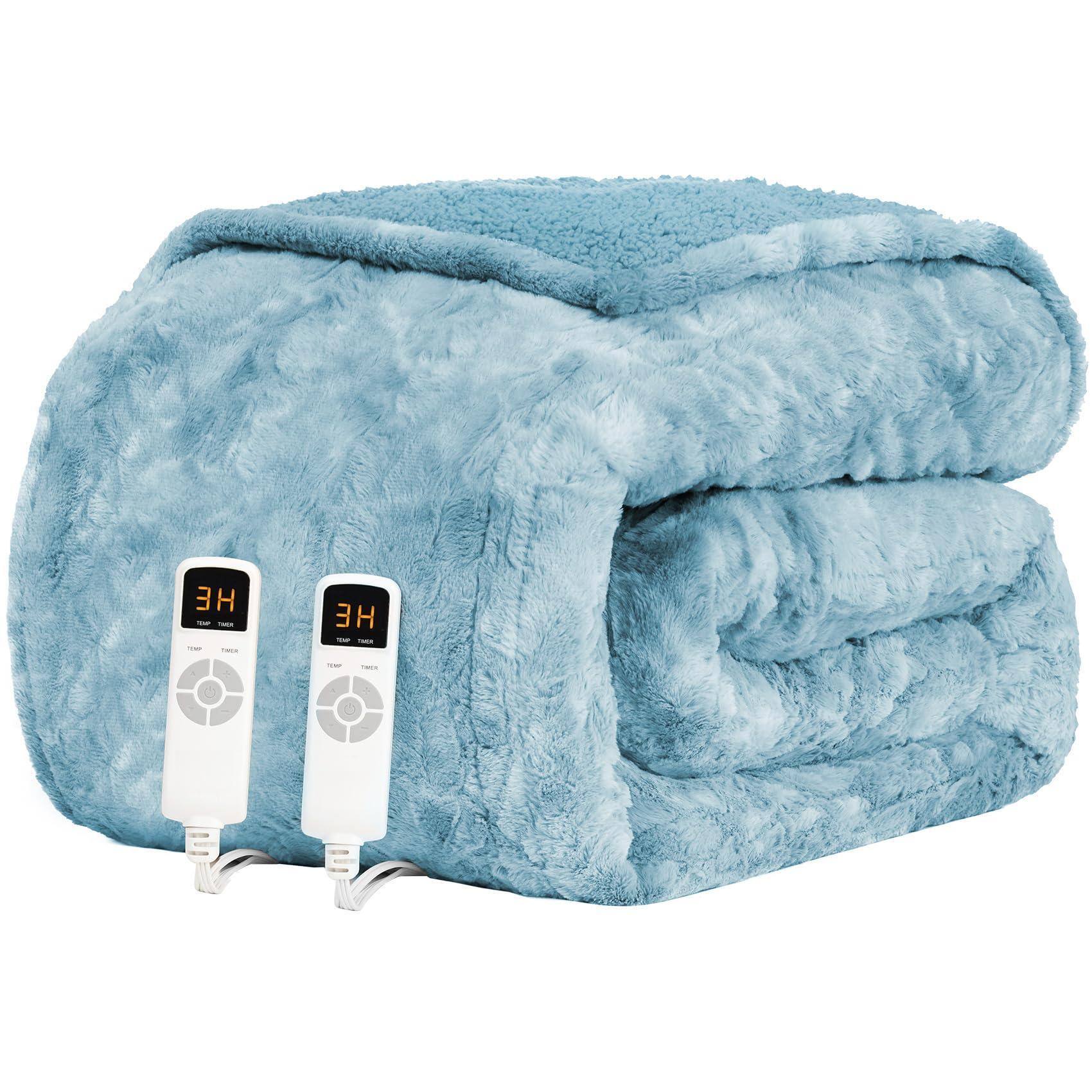 Alt View 1. Paradigms Interiors - Electric Heated Blanket Queen Size Faux 10 Hours Auto Shut Off 9 Heating Levels With Dual Control Soft Warm... - Grey-Queen.