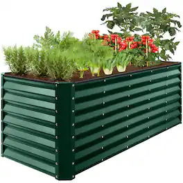 Best Choice Products - 8x2x2ft Outdoor Metal Raised Garden Bed, Planter Box for Vegetables, Flowers, Herbs - Dark Green