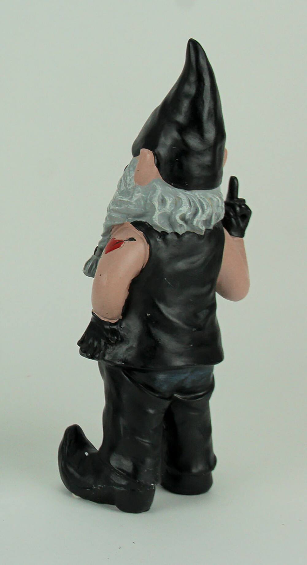 Alt View 2. Zeckos - Gnofun the Naughty Lady Biker Gnome Statue Motorcycle Leather 13 Inch - Black.