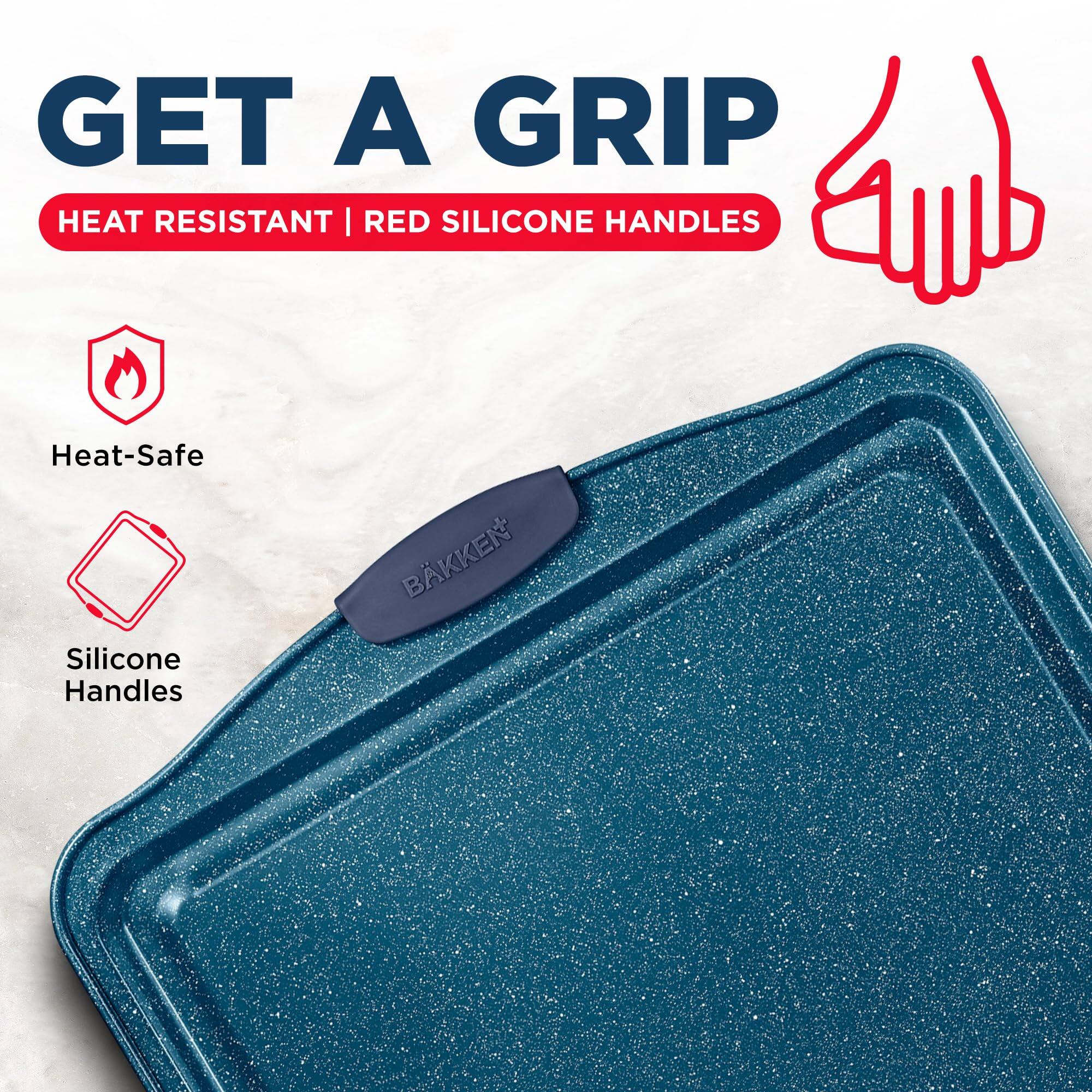 GET A GRIP, HEAT RESISTANT | RED SILICONE HANDLES, Heat-Safe, Silicone Handles, BAKKER