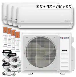 Pioneer - Quantum Ultra 4-Zone 36,000 BTU 22.5 SEER Ductless Wi-Fi Enabled Mini Split Heat Pump with 16 ft., Lines - White