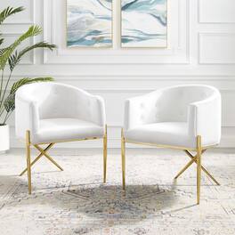 Savour Performance Velvet Accent Dining Armchair Set of 2 by Modway - White