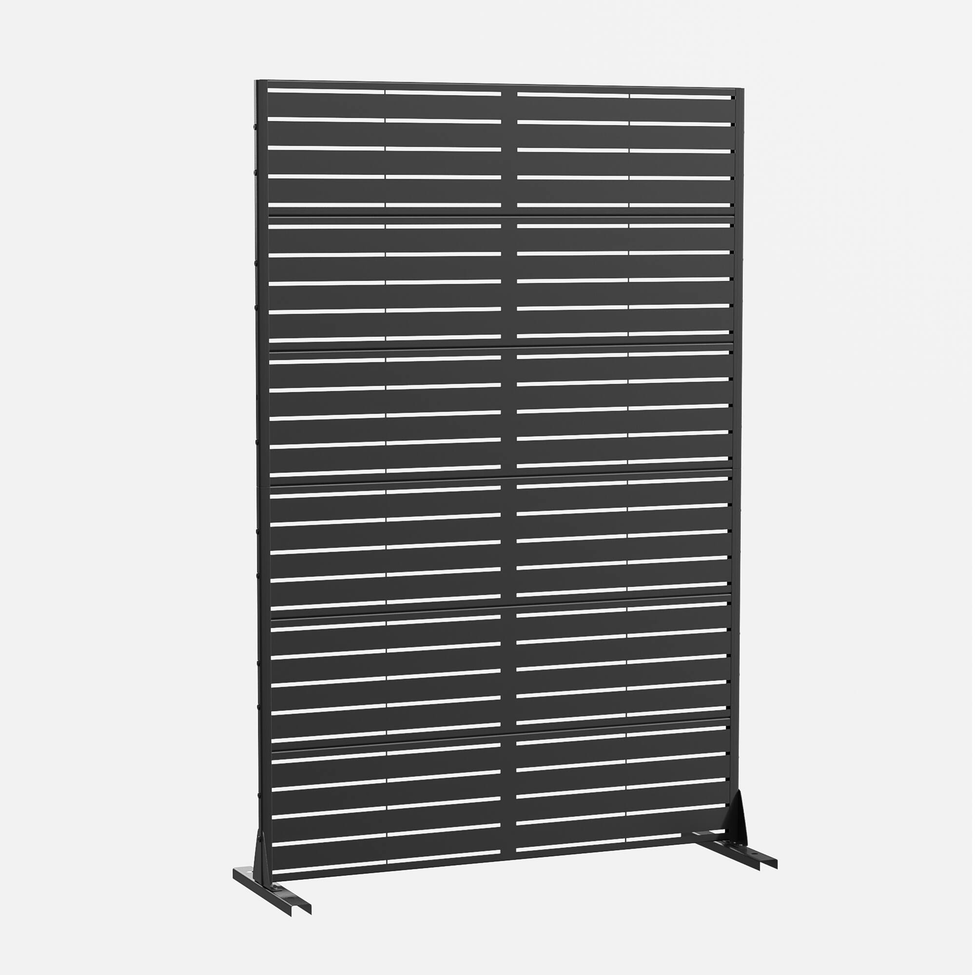 Angle. PexFix - 72 in. x 47 in. Louvered Pattern Metal Outdoor Privacy Screen & Panels, Freestanding Garden Divider Fence - Black.