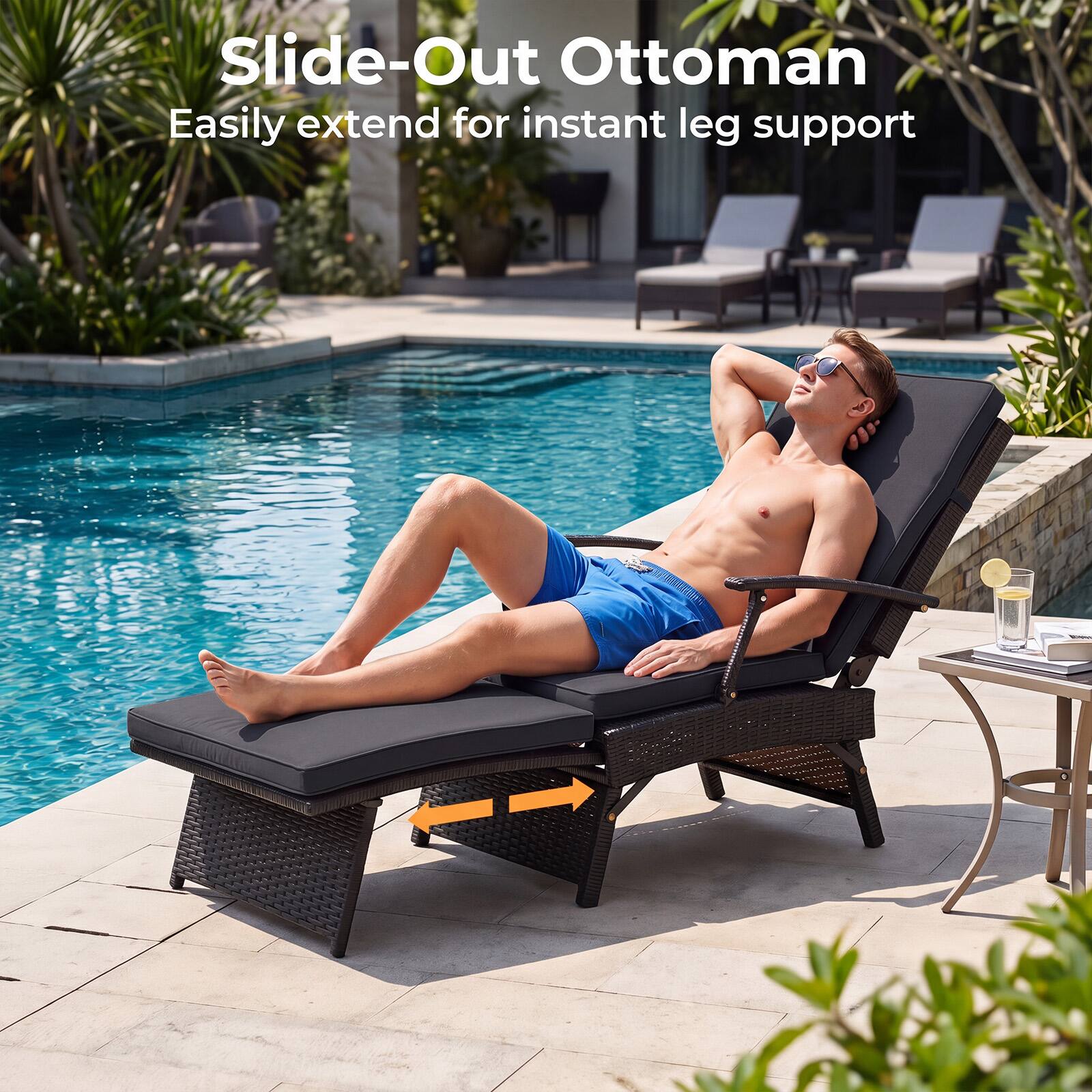 Slide-Out Ottoman  
Easily extend for instant leg support