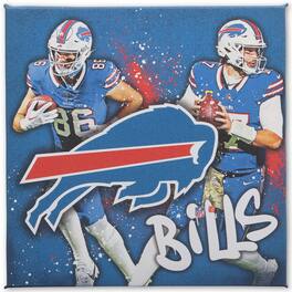 Open Road Brands - Buffalo Bills 12" x 12" Team Logo and Players Splash Canvas Art - Multicolor