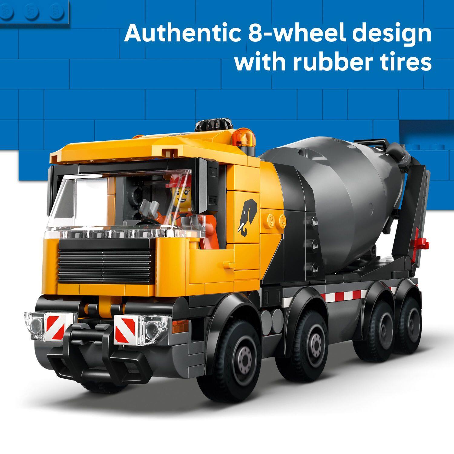 Authentic 8-wheel design with rubber tires