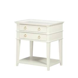 FurniFact - Wooden Nightstand with 2 Drawers and Tray Top for Bedroom Decor - White