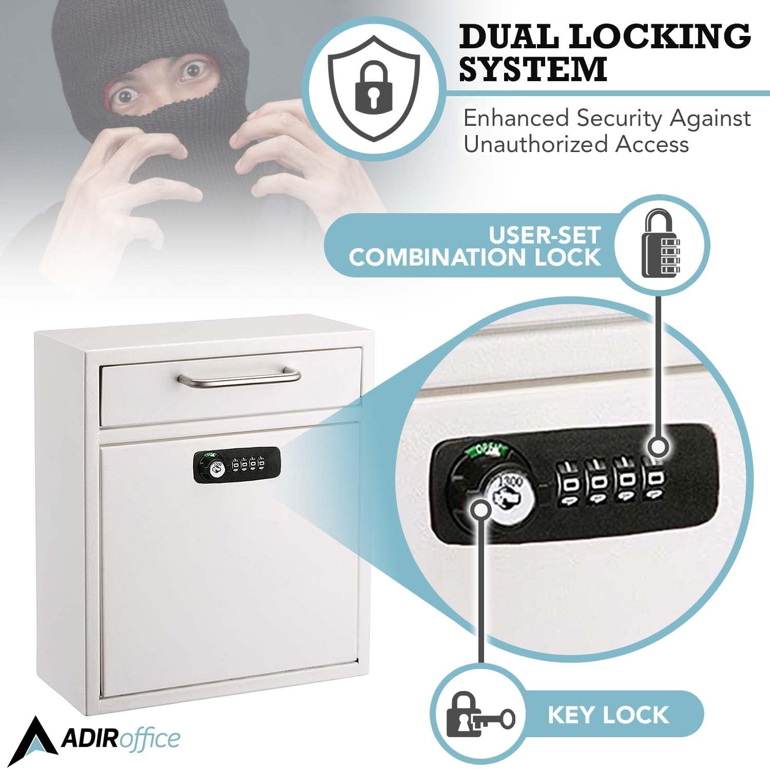 DUAL LOCKING SYSTEM Enhanced Security Against Unauthorized Access USER-SET COMBINATION LOCK KEY LOCK