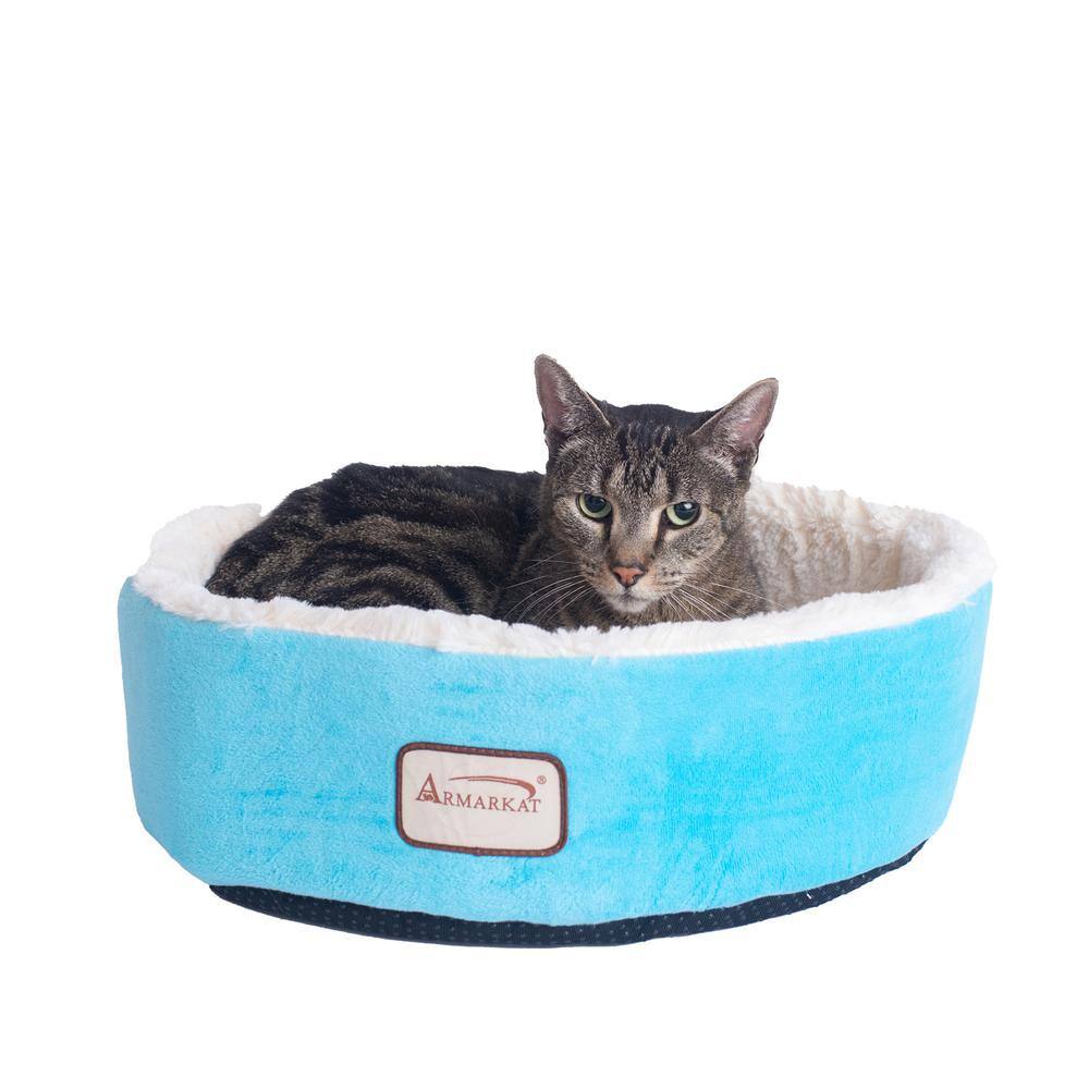 Alt View 5. Armarkat - Cat Bed Sky Blue and Ivory - Blue.