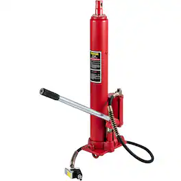 VEVOR - Hydraulic/Pneumatic Long Ram Jack, 8 Tons/17363 lbs Capacity, with Single Piston Pump and Clevis Base - Red