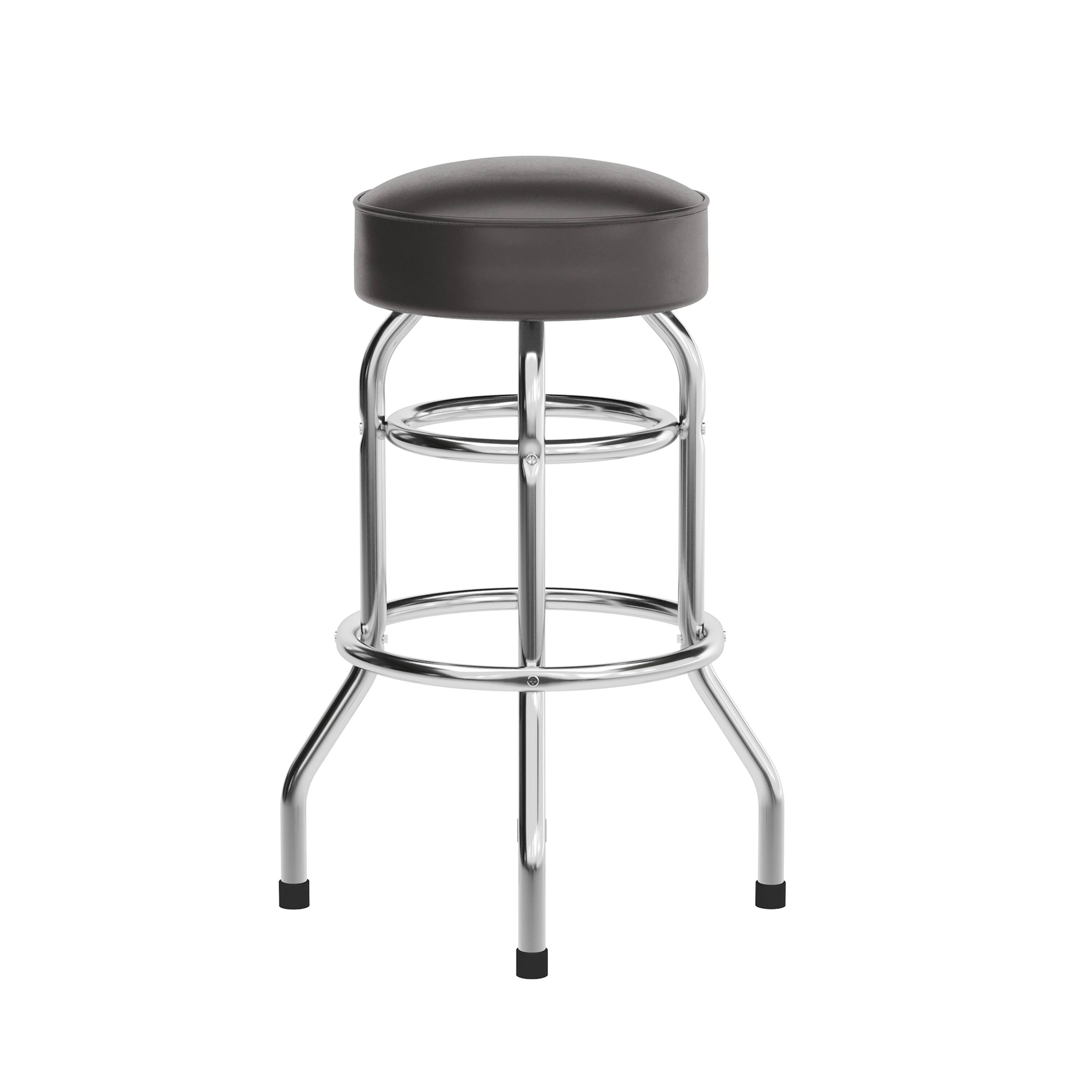Angle. Flash Furniture - Bruno Double Ring Chrome Barstool with Dark Brown Seat - Brown.