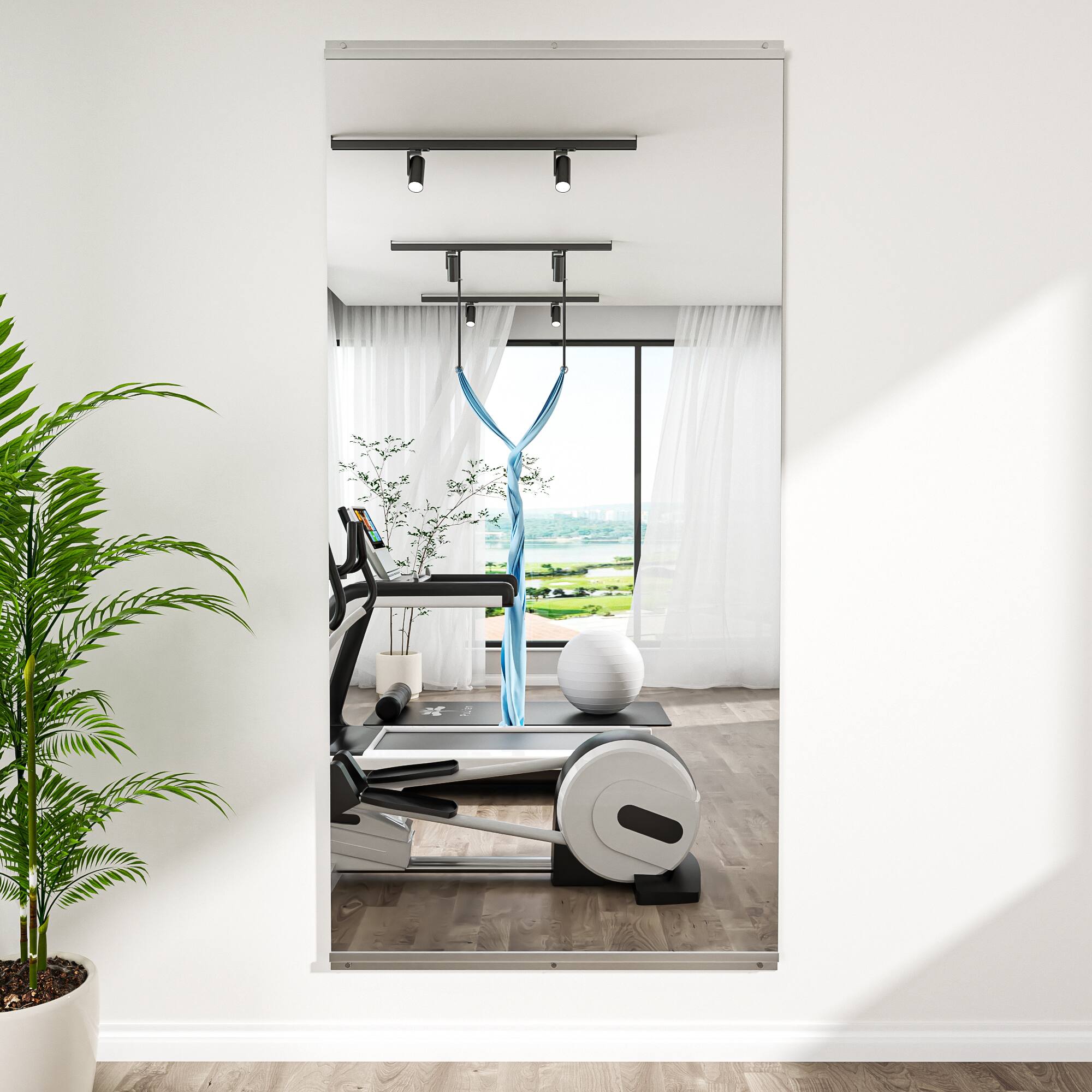 Alt View 1. APRILSOUL - 30 in. W x 60 in. Rectangular Silver Polished Tempered Glass Full Length Wall Mirror - Silver.