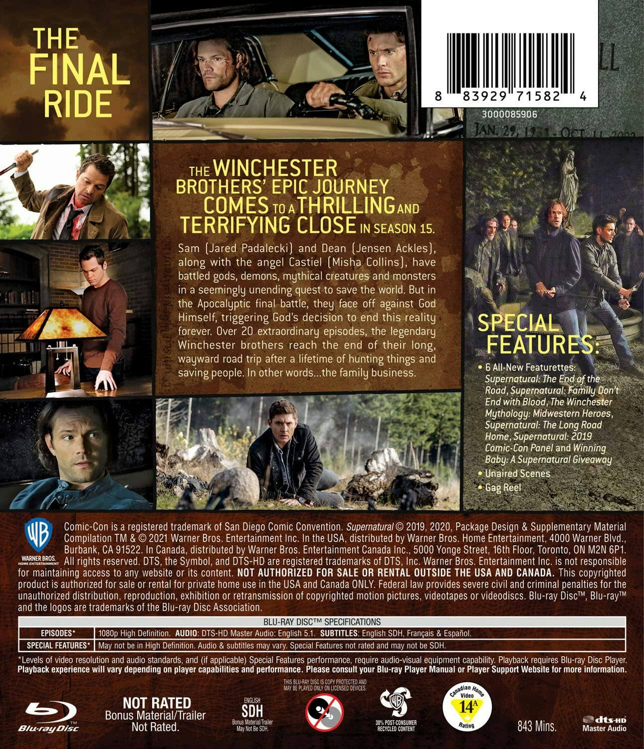 Back. Supernatural: The Complete Fifteenth Season (Box Set) [Blu-ray].