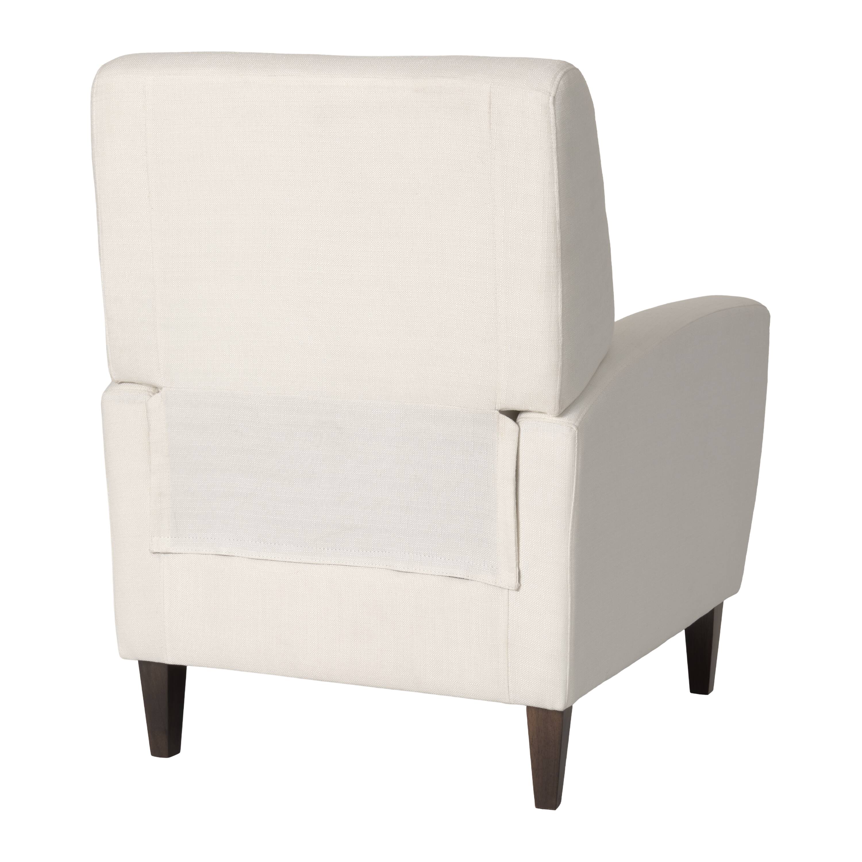 Back. CorLiving - Wells Basketweave Fabric Upholstered Indoor Pushback Recliner with Wood Legs - Off White.