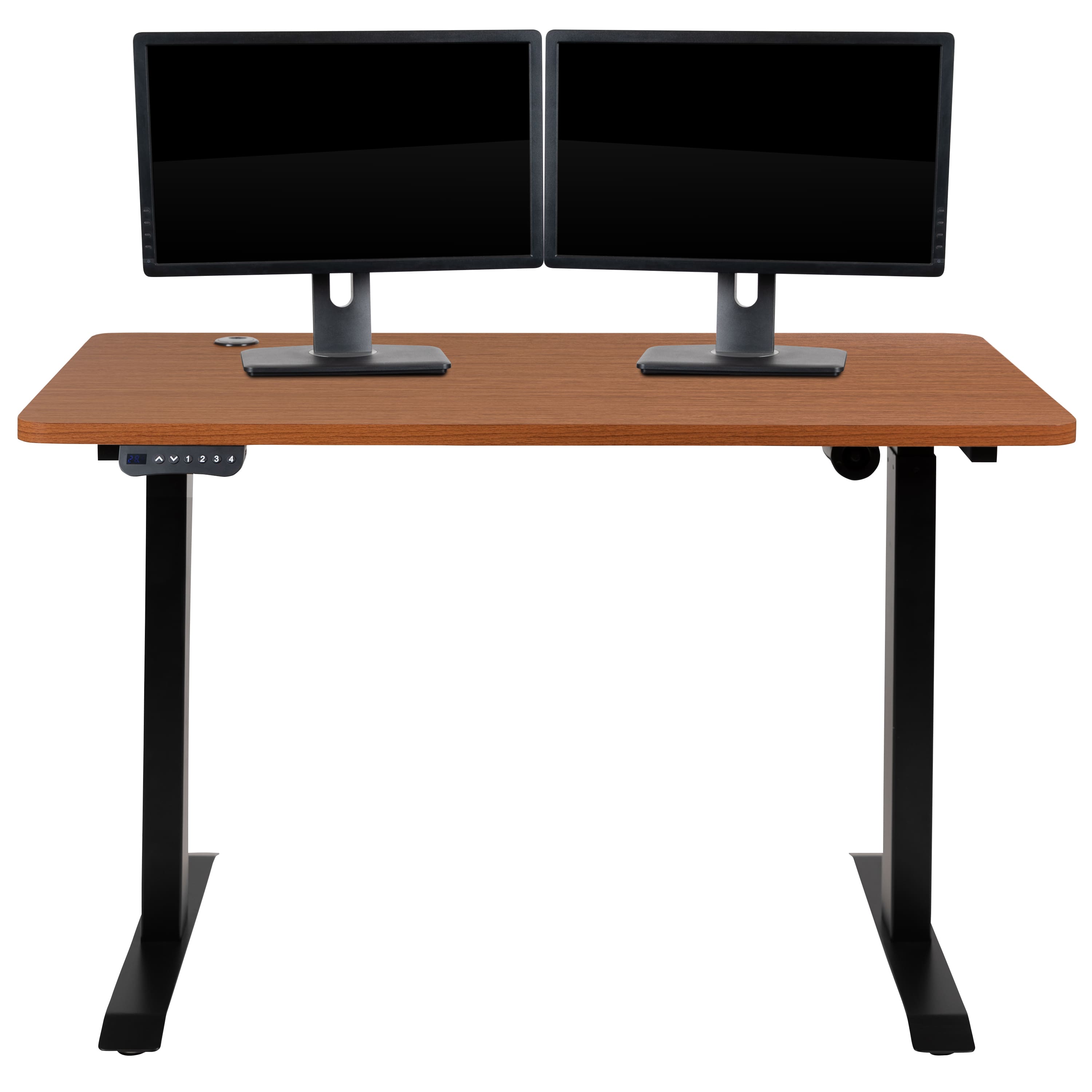 Emma + Oliver - Electric Height Adjustable Standing Desk - 48" Wide x 24" Deep - Mahogany