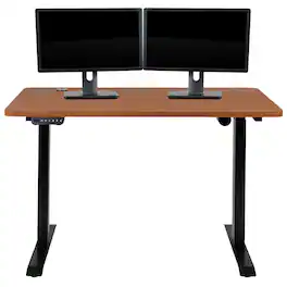 Emma + Oliver - Electric Height Adjustable Standing Desk - 48" Wide x 24" Deep - Mahogany