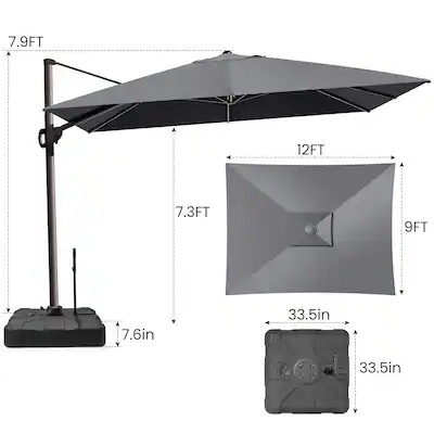 Crestlive Products 12 ft Aluminum Slide tilt Cantilever Patio Umbrella with base Dark Gray CL-CL-PU059DGY-2024UB039BLK - Best Buy Crestlive Products 12 ft Aluminum Slide tilt Cantilever Patio Umbrella with base Dark Gray CL-CL-PU059DGY-2024UB039BLK - Best Buy