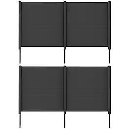 Gymax - 2 PCS Outdoor PVC Privacy Panels 2-Pack Picket Fence W/ 3 Cuspidal Foot Stakes - Black