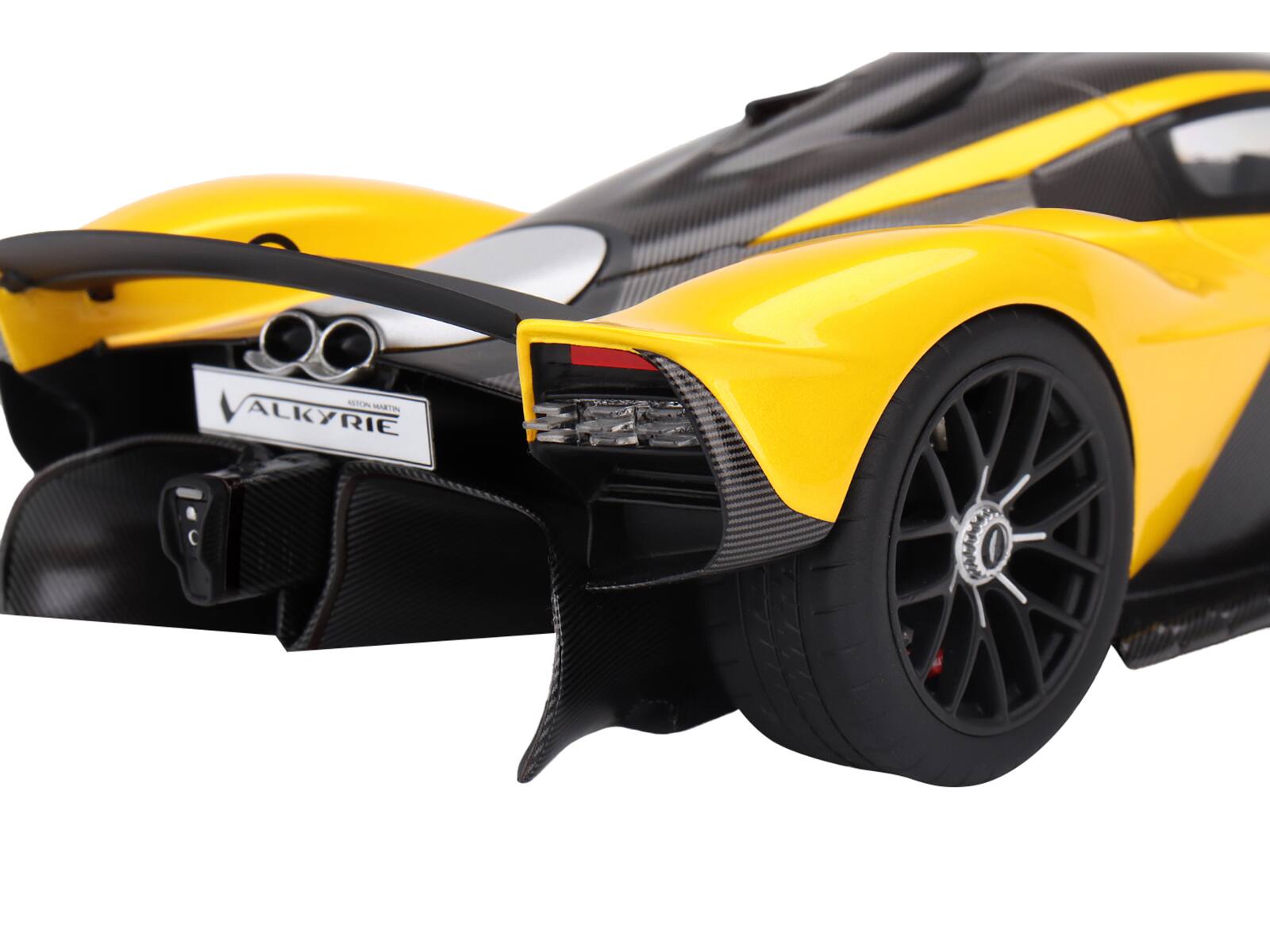 Back. Top Speed - Aston Martin Valkyrie Cosmopolitan Yellow Metallic and Carbon 1/18 Model Car by Top Speed - Yellow Metallic.