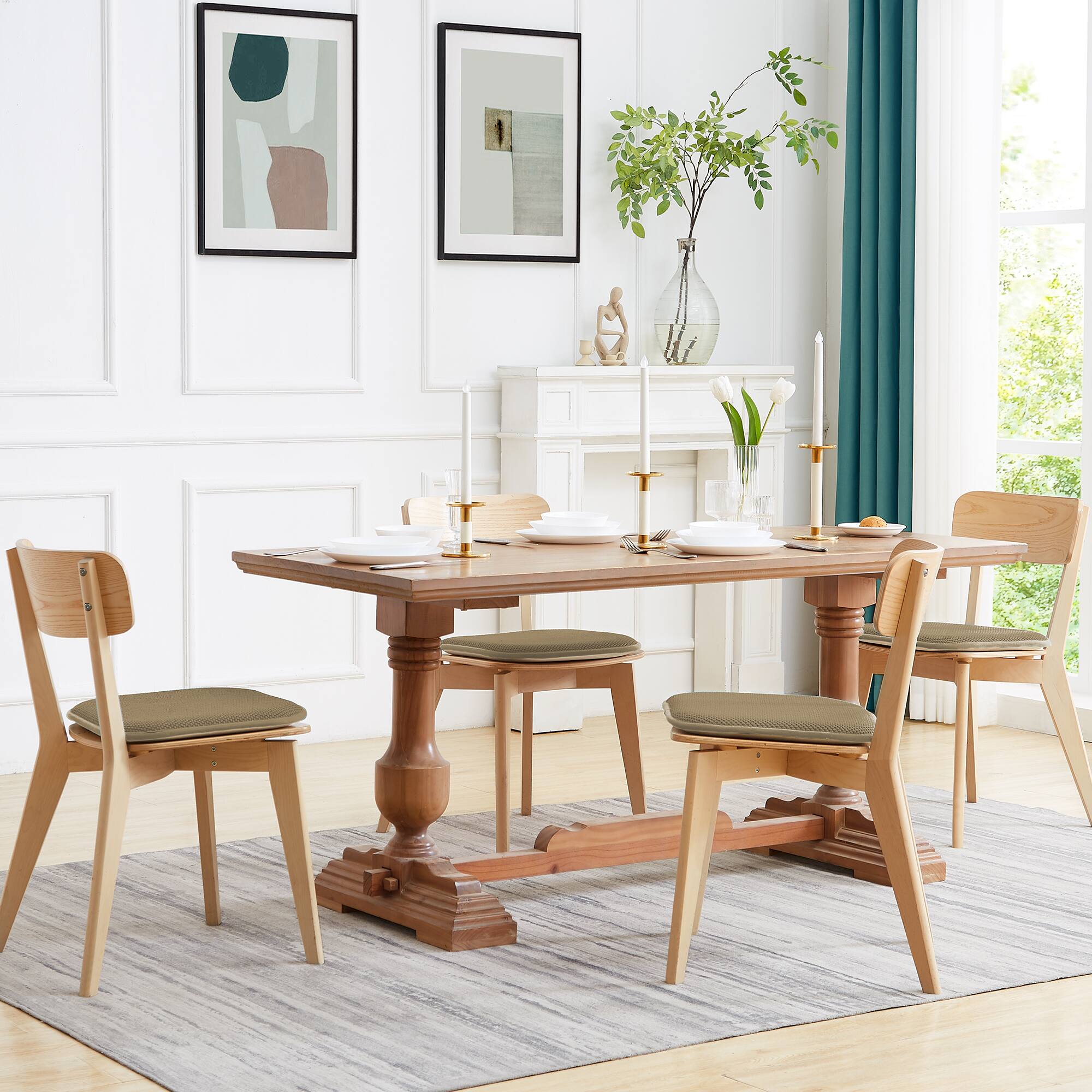 Alt View 2. Sweet Home Collection - Honeycomb Memory Foam No Slip Back 16" x 16" Chair Pad Cushion, 6-Pack - Taupe.