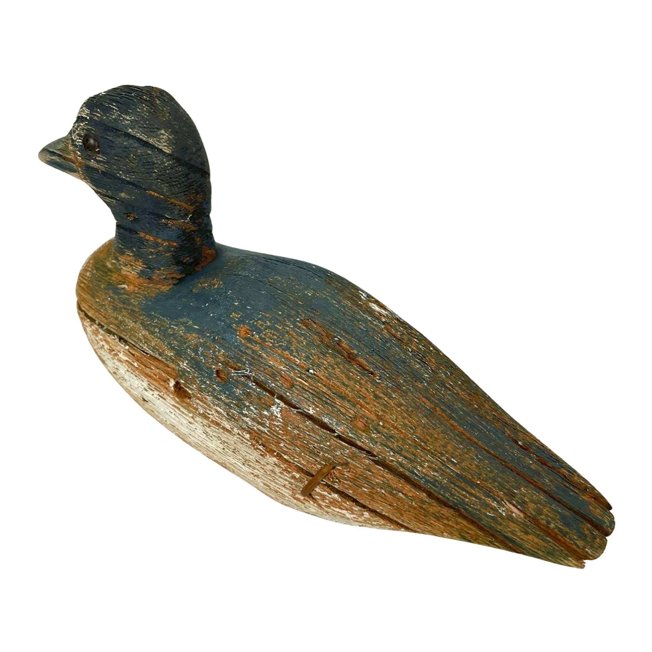 Alt View 8. Things2Die4 - Vintage Wooden Duck Figurine 7.5" Hand-Carved Rustic Folk Art Home Decor - Blue.