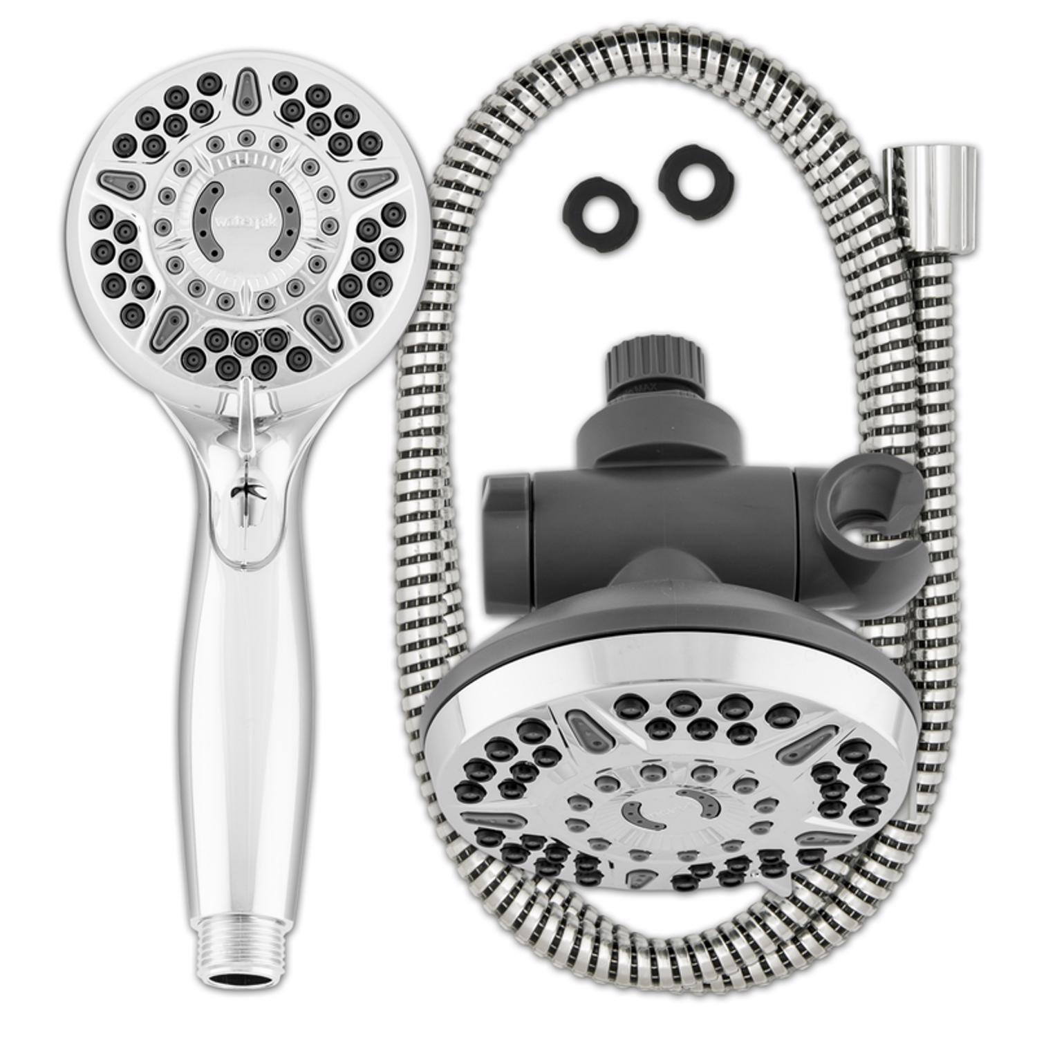 Angle. Waterpik - Waterpik PowerPulse Massge Chrome 6 settings Showerhead Combo 1.8 gpm - Chrome.